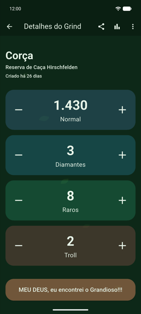 Captura de tela: a visão detalhada de um grind com seus contadores